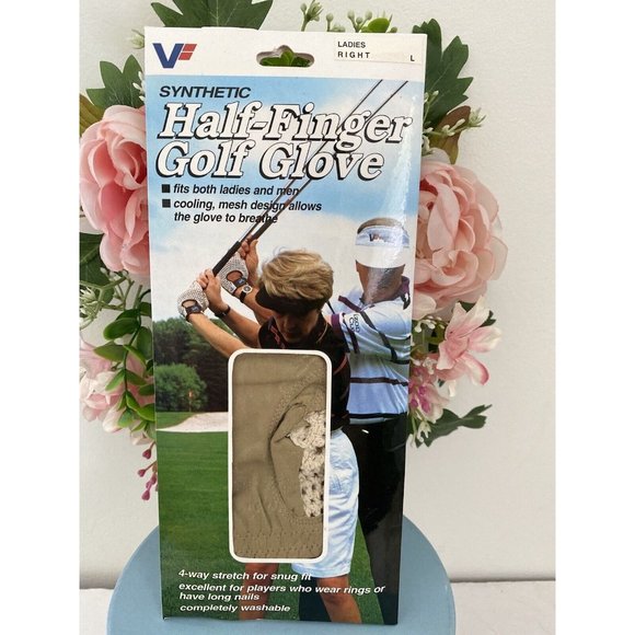 Valley Forge Synthetic Half-finger Golf Glove Ladies Right‎ Large Cream Color - Picture 12 of 12